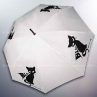 BARBARA VEE COLLECTION AUTOMATIC LONG WINDPROOF UMBRELLA HIGH STRENGTH . CAT NOIR - IVOIRE
