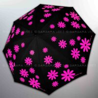 OMBRELLO LUNGO AUTOMATICO ANTIVENTO ALTA RESISTENZA . FLOWER POWER - FUCHSIA