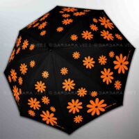 OMBRELLO LUNGO AUTOMATICO ANTIVENTO ALTA RESISTENZA . FLOWER POWER - ORANGE