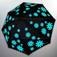 OMBRELLO LUNGO AUTOMATICO ANTIVENTO ALTA RESISTENZA . FLOWER POWER - TURQUOISE