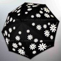 OMBRELLO LUNGO AUTOMATICO ANTIVENTO ALTA RESISTENZA . FLOWER POWER - IVORY