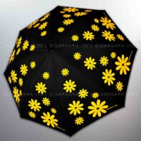 OMBRELLO LUNGO AUTOMATICO ANTIVENTO ALTA RESISTENZA . FLOWER POWER - YELLOW