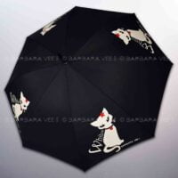 OMBRELLO LUNGO AUTOMATICO ANTIVENTO ALTA RESISTENZA . WHITE CAT - BLACK