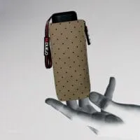 MICRO ULTRALIGHT POCKET FLAT UMBRELLA . MICRODOTS - TAUPE