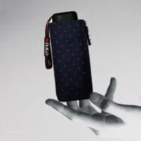 MICRO ULTRALIGHT POCKET FLAT UMBRELLA . MICRODOTS - BLUE NAVY