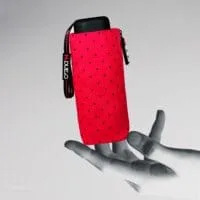 MICRO ULTRALIGHT POCKET FLAT UMBRELLA . MICRODOTS - RED